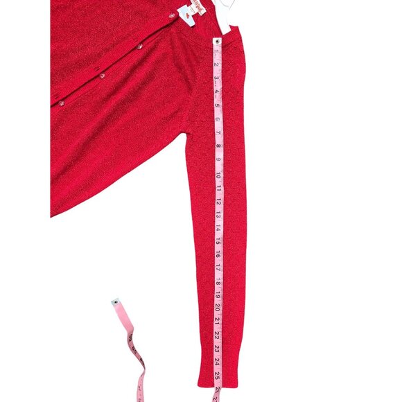 Cat & Jack Girls Red Cardigan Sweater L 10/12 Button-Up Long Sleeve Sparkle Knit - Picture 5 of 7